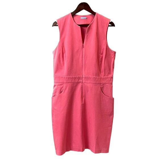 J. McLaughlin Hudson Sheath Dress Front Zip Stretch Coral Pink Size 14 - Picture 1 of 6